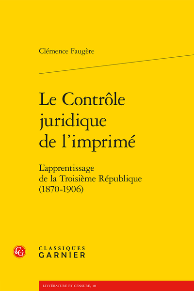 Le Contr&ocirc;le juridique de l&rsquo;imprim&eacute;