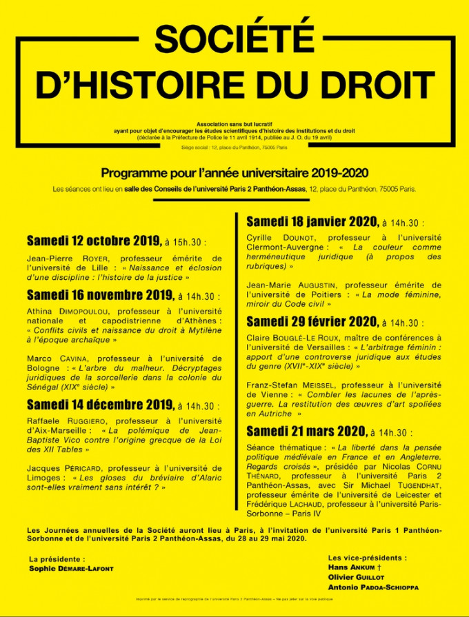 Conférences de la Société d’histoire du droit