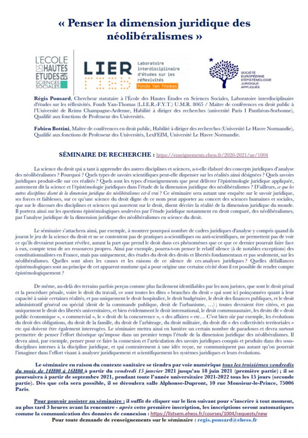 Penser la dimension juridique des néolibéralismes
