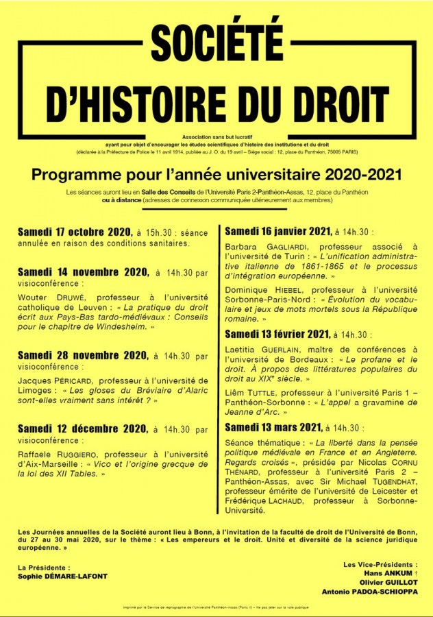 Conférences de la Société d'histoire du droit
