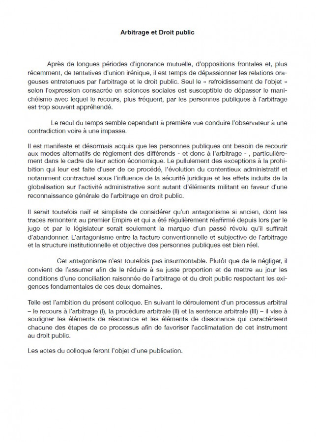 Arbitrage et Droit public