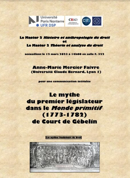Le mythe du premier législateur dans le "Monde primitif" (1773-1782) de Court de Gébelin