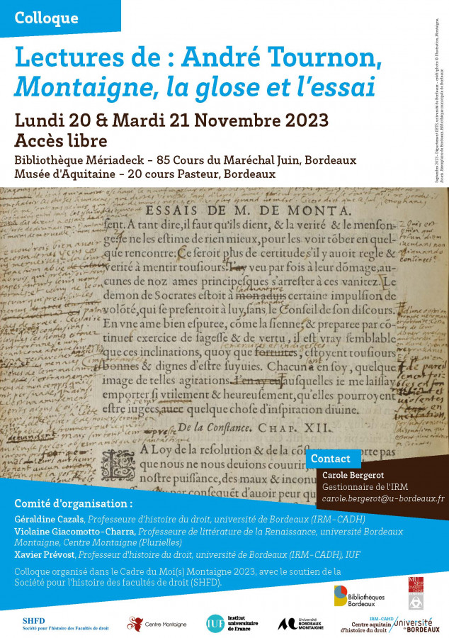 Lectures de... n° 16 : André Tournon, Montaigne, la glose et l’essai