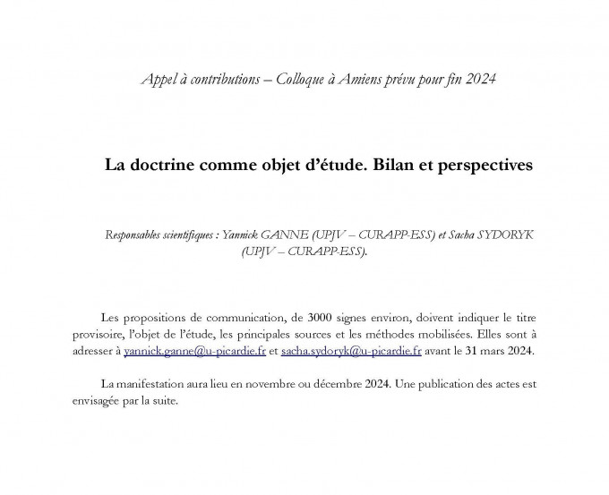 La doctrine comme objet d’étude. Bilan et perspectives