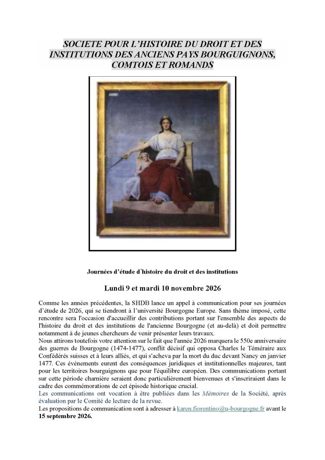 Journées d’étude d’histoire du droit et des institutions